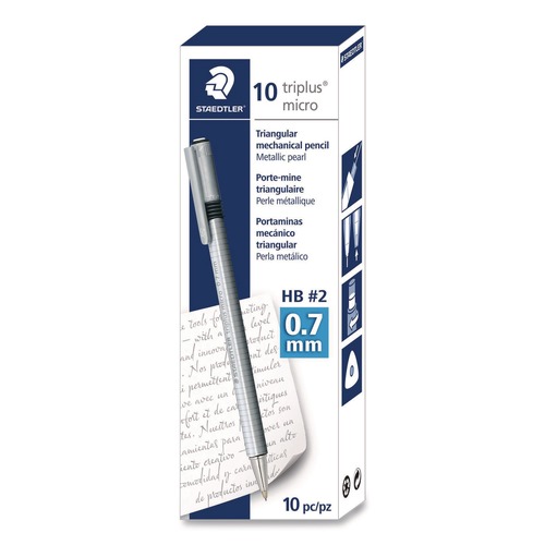 Pencils | Staedtler 77427-30A6 Mechanical Pencils, 0.7 mm, HB (#2), Black Lead, Light Blue Barrel, 10/Box image number 0