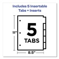 Office Jansan | Avery 11121 Big Tab 11 in. x 8.5 in. 5-Tab Double-Sided Gold Edge Reinforcing Insertable Dividers - Assorted Tabs/White (1-Set) image number 7