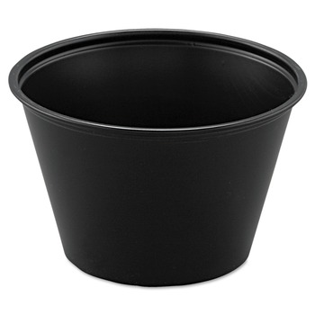 Dart P400BLK 4 oz. Polystyrene Portion Cups - Black (10 Bags/Carton, 250/Bag)
