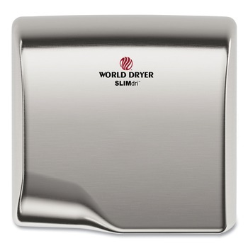 WORLD DRYER 110-240V 13.87 in. x 13 in. x 7 in. Brushed Stainless Steel SLIMdri Hand Dryer