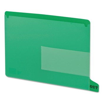 Smead 1/3-Cut End Tab Out 8.5 in. x 11 in. Colored Poly Out Guides with Pockets - Green (25/Box)