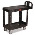 Cleaning Carts | Rubbermaid Commercial FG450500BLA 19.19 in. x 37.88 in. x 33.33 in. 500 lb. Capacity Plastic Flat Shelf Utility Cart - Black image number 0