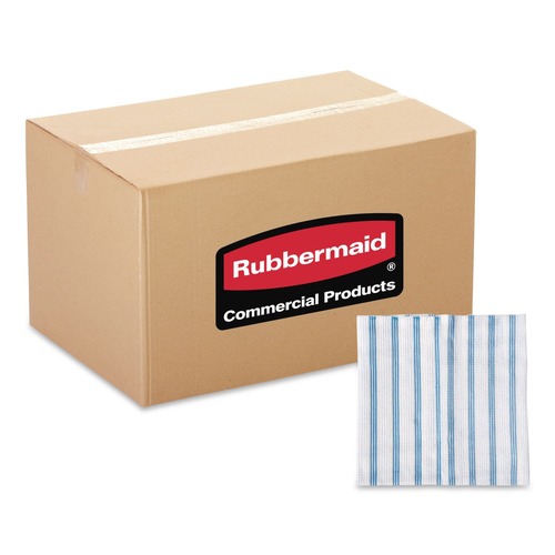 Bulk Savings Pricing 2 | Rubbermaid Commercial HYGEN 2134283 12 in. x 12 in. Disposable Microfiber Cleaning Cloths - White/Blue Stripe (600/Carton) image number 0