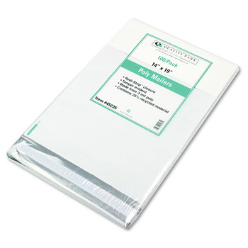 Quality Park Redi-Strip 14 in. x 19 in. No. 6 Square Flap Adhesive Closure Poly Mailer - White (100/Box)