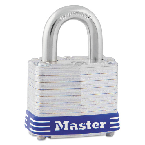 Office Jansan | Master Lock 3D 1.56 in. Wide Four-Pin Laminated Steel Tumbler Lock, 2 Keys - Silver/Blue image number 0