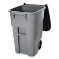 Trash & Waste Bins | Rubbermaid Commercial FG9W2700GRAY Brute 50 Gallon Square Molded Plastic Rollout Container - Gray image number 2
