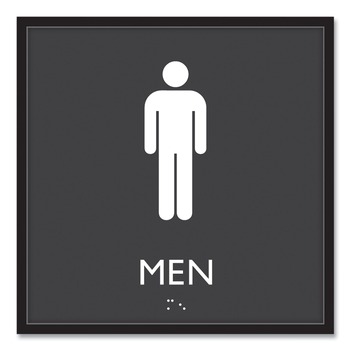 Headline Sign 8 in. x 8 in. Men Plastic ADA Sign - Clear/White