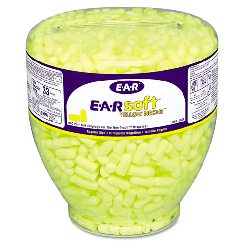 Ear Plugs | 3M 7000002305 E-A-Rsoft Cordless Neon Tapered Earplug Refill - Yellow (500/Box) image number 0