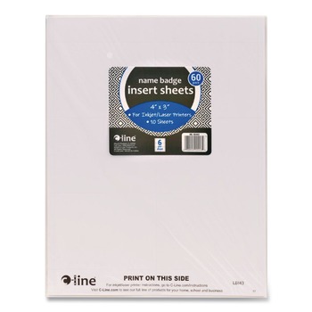 C-Line 4 in. x 3 in. Name Badge Inserts - White (60/Pack)