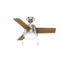 Ceiling Fans | Hunter 59303 36 in. Aker Brushed Nickel Ceiling Fan with Light image number 0