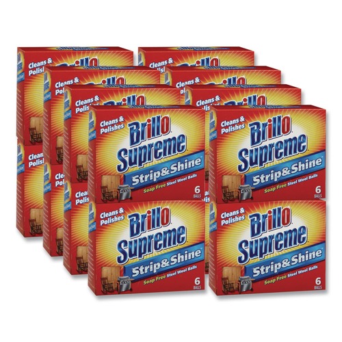 Cleaning Tools | Brillo 23306 Strip and Shine 2.5 in. x 2 in. Steel Wool Balls - Gray (24/Carton) image number 0