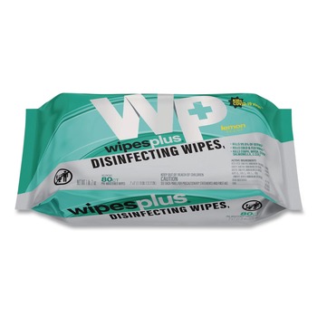 Carlisle WipesPlus 7 in. x 8 in. 1-Ply Disinfecting Surface Wipes - Lemon/White (12/Carton)