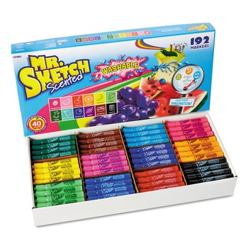 Mr. Sketch Washable Markers with Broad Chisel Tip - Assorted Colors (192/Set)