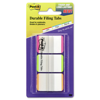 Post-it Tabs 1 in. Wide 1/5-Cut Lined Tabs - Assorted Bright Colors (66/Pack)