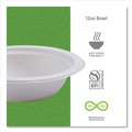 Bowls and Plates | Eco-Products EP-BL12NFA 12 oz. Vanguard Renewable and Compostable Sugarcane Bowls - White (1000/Carton) image number 3