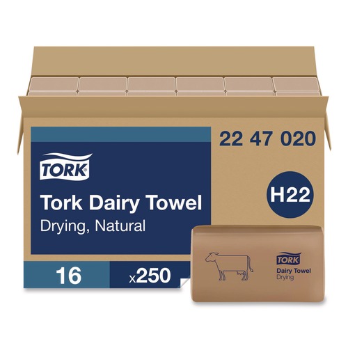 Cleaning & Janitorial Supplies | Tork 2247020 Dairy Towel 1-Ply 9.12 x 10.25 Natural 250 Sheets/Pack 16 Packs/Carton image number 0