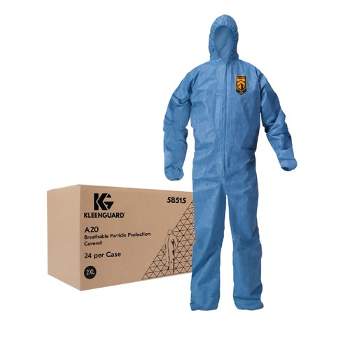 Bib Overalls | Ansell KCC 58515 A20 Breathable Particle Protection Coveralls - 2X-Large, Blue (24/Carton) image number 0