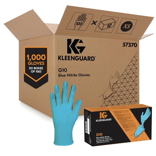 Work Gloves | Kimberly-Clark KCC 57370 KleenGuard G10 Nitrile Ambidextrous Gloves - Blue, X-Small (100/Box) image number 0
