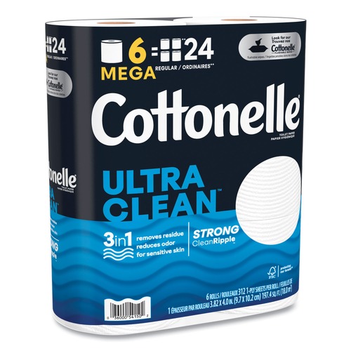 Office Jansan | Cottonelle 55699 Ultra CleanCare 1-Ply Septic Safe Mega Rolls Strong Tissue Toilet Paper - White (36/Carton) image number 0