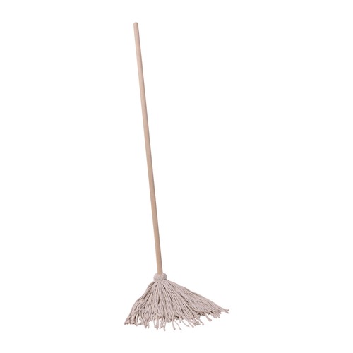 Mops | Boardwalk BWK120C 20 oz. Cotton Fiber Head Deck Mop with 54 in. Wooden Handle (6/Carton) image number 0