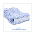 Mops | Boardwalk BWK543CT Narrow Floor Finish Rayon/Polyester Mop Head - Large, White/Blue (12/Carton) image number 7