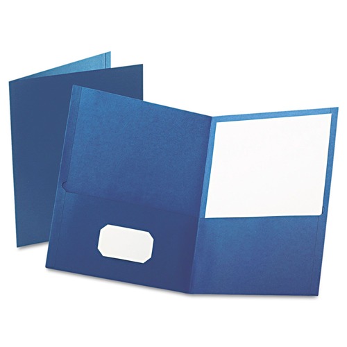 Office Jansan | Oxford 57502EE Twin-Pocket Folder Embossed Leather Grain Paper - Blue (25/Box) image number 0