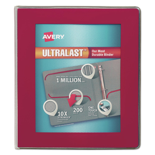  | Avery 79736 Ultralast Heavy-Duty 1 in. Capacity 11 in. x 8.5 in. 3 Ring View Binder with One Touch Slant Rings - Red image number 0