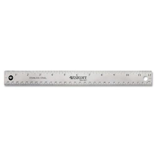 Rulers & Yardsticks | Westcott 10415 12 in. Standard/Metric Stainless Steel Office Ruler With Non Slip Cork Base image number 0