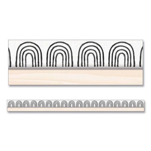 Office & Office Supplies | Carson-Dellosa 108502 3 in. x 3 ft. Rainbows Straight Borders - Black/White/Cream (12/Pack) image number 0
