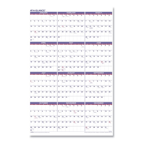  | AT-A-GLANCE PM12-28 12-Month (Jan to Dec): 2026 24 in. x 36 in. Yearly Wall Calendar - White Sheets image number 0