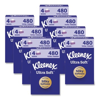 Kleenex 54316 Ultra Soft 3-Ply Facial Tissue - White (8/Carton)