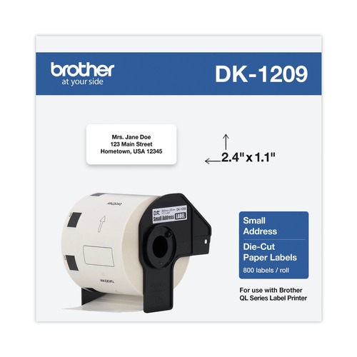 Bulk Savings Pricing 2 | Brother DK1209 1.1 in. x 2.4 in. Die-Cut Address Labels - White (1-Roll) image number 0