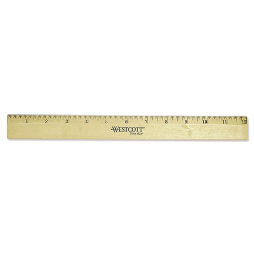 Office & Office Supplies | Westcott 05011 12 in. Long Standard Wood Ruler with Single Metal Edge image number 0