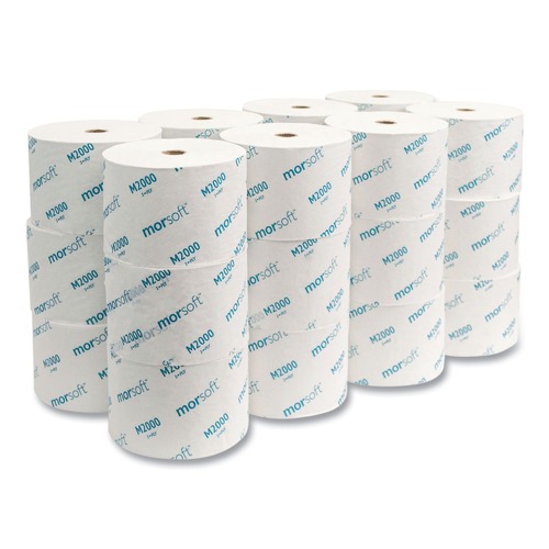  | Morcon Paper M2000 1-Ply Small Core Septic-Safe Bath Tissue - White (2000 Sheets/Roll, 24 Rolls/Carton) image number 0