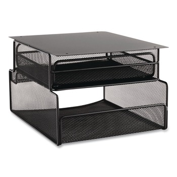 Safco Onyx 12.33 in. x 10 in. x 7.25 in. Under Desk Hanging Mesh Organizer with Drawer - Black
