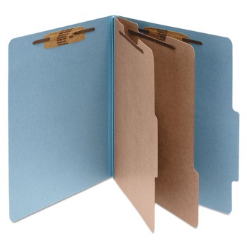 ACCO 3 in. Expansion Pressboard Letter Size 6-Fastener Classification Folders - Sky Blue Exterior (10/Box)