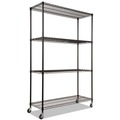  | Alera ALESW604818BL NSF Certified 48 in. x 18 in. x 72 in. 4-Shelf Wire Shelving Kit with Casters - Black image number 2