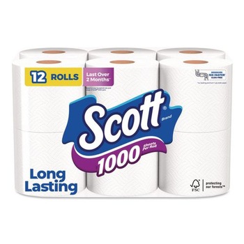 Scott 1-Ply 4.1 in. x 3.7 in. Septic Safe Toilet Paper - White (48/Carton)