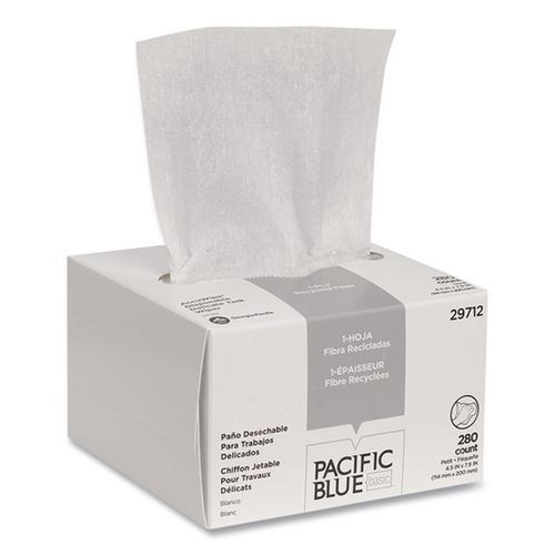 Paper Towels and Napkins | Georgia Pacific Professional 29712 AccuWipe 4.5 in. x 8.25 in. 1-Ply Recycled Delicate Task Wipers - Unscented, White (60/Carton) image number 0
