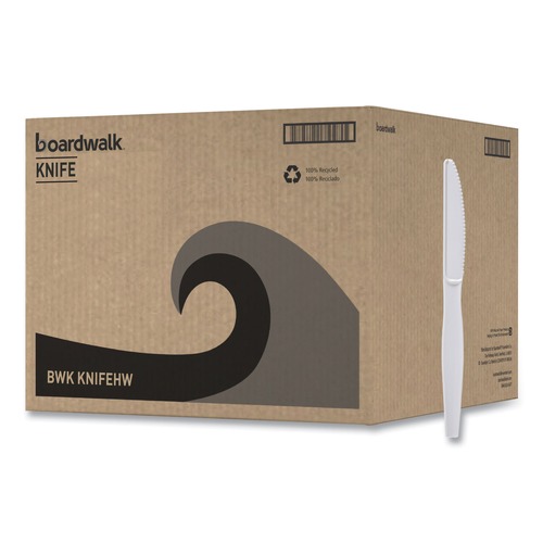  | Boardwalk BWKKNIFEHW Heavyweight Polystyrene Knives - White (1000/Carton) image number 0