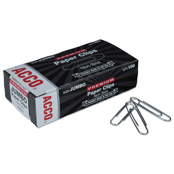 ACCO A7072510G Jumbo Nonskid Premium Heavy-Gauge Wire Paper Clips - Silver (1000/Pack)