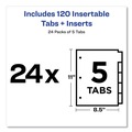 Office Jansan | Avery 11113 Big Tab 11 in. x 8.5 in. 5-Tab Double-Sided Gold Edge Reinforcing Insertable Dividers - Clear/Buff (24/Box) image number 7