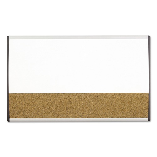 Bulletin Boards | Quartet ARCCB3018 30 in. x 18 in. ARC Frame Cubicle Combo Dry Erase/Cork Bulletin Board - Tan/White Surface/Satin Aluminum Frame image number 0