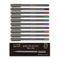 Pens | TOPS PEN12127 Medium 1 mm PENTONIC Stick Ballpoint Pen - Assorted Ink Colors/Charcoal Gray Barrel (25/Pack) image number 0