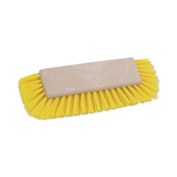 Boardwalk 10 in. Brush Yellow Polypropylene Bristles Plastic Handle Dual-Surface Scrub Brush