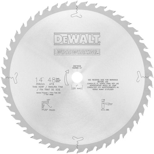 Circular Saw Blades | Dewalt DW7659 14 in. 48T Circular Saw Blade image number 0