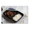 Labor Day Sale! Save $30 off $199! | Pactiv Corp. NC8288B Newspring VERSAtainer 6 x 8.5 x 2.5 30 oz 2-Compartment Rectangular Plastic Microwavable Containers - Black/Clear (150/Carton) image number 2
