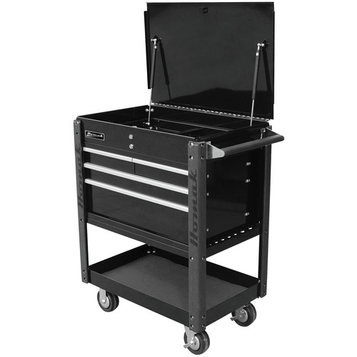 Tool Carts | Homak BK06032000 35 in. Professional 4-Drawer Service Cart - Black image number 0