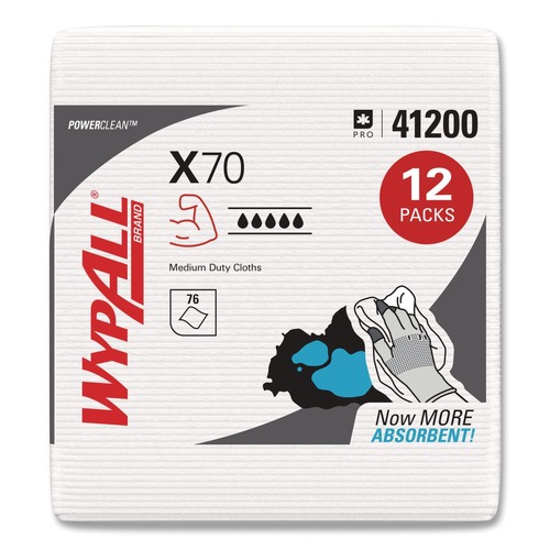 Cleaning & Janitorial Supplies | WypAll 41200 X70 1/4-Fold 12-1/2 in. x 12 in. Cloths - White (76/Pack 12 Packs/Carton) image number 0