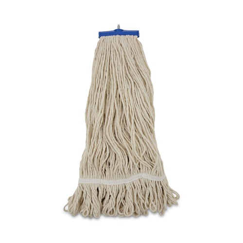 Mops | Boardwalk BWK824C 24 oz. Lie-Flat Cotton Fiber Mop Head - White (12/Carton) image number 0